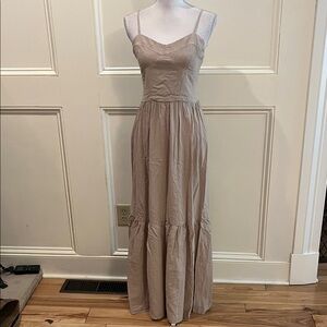 Elegant Tan Maxi Dress